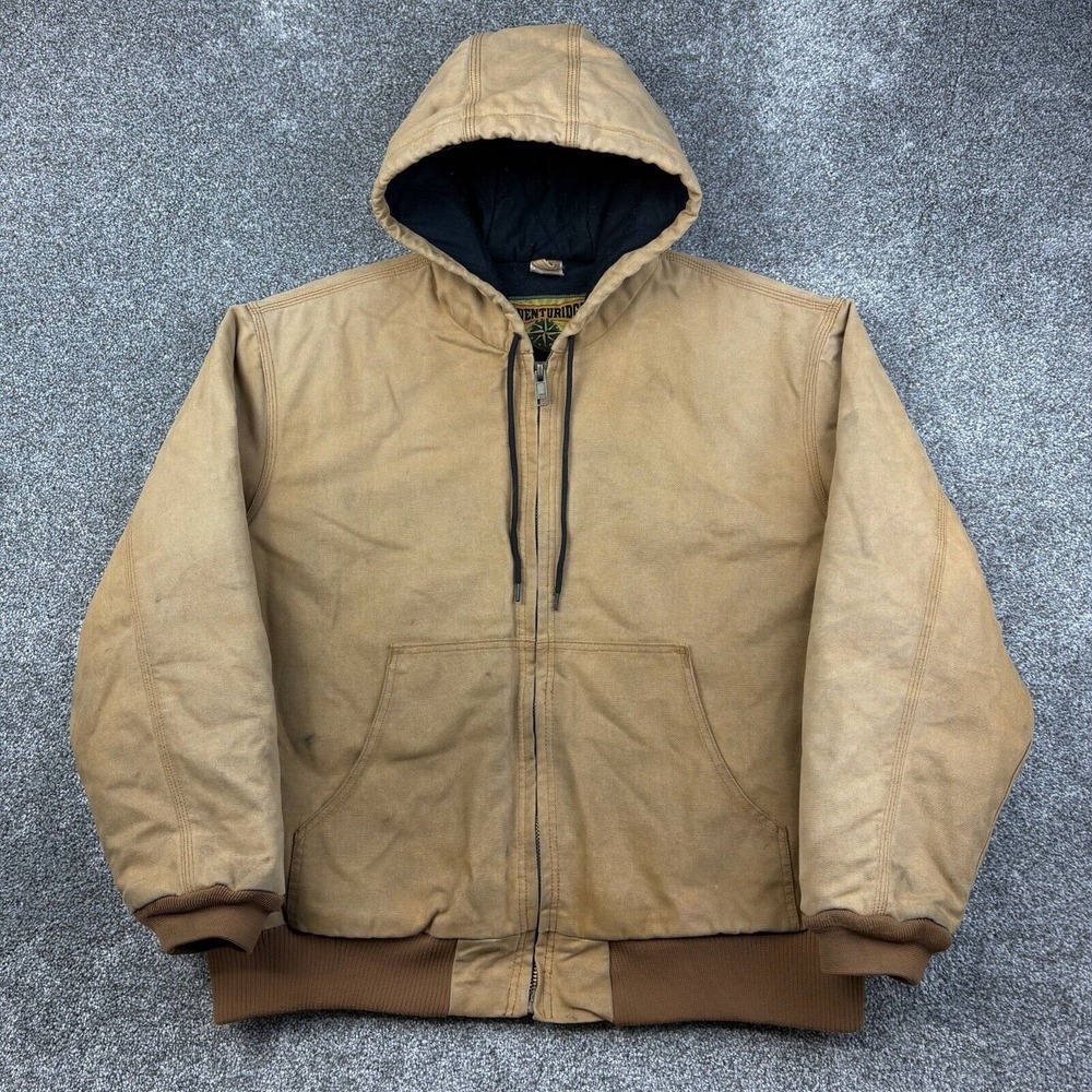Adventuridge Jacket Mens XL Brown Duck Canvas Quilted Lined Heavyweight Carhartt